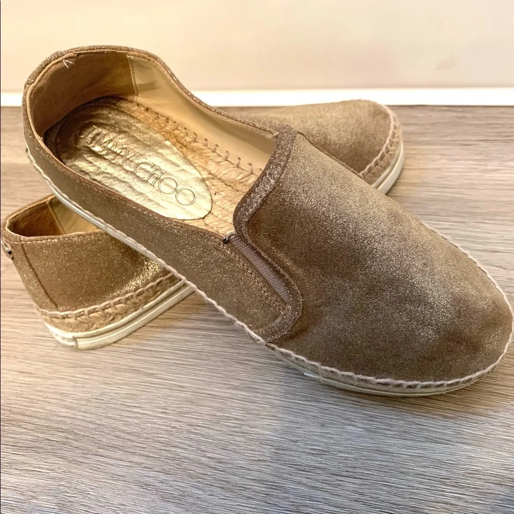 Jimmy Choo Brown Suede Espadrille Flats